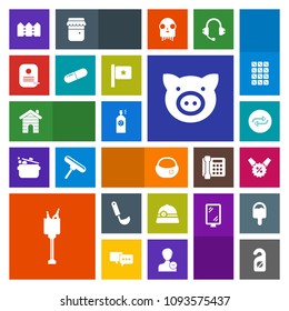 Modern, simple, colorful vector icon set with sale, label, percent, fence, hat, backpack, ladle, bag, replace, change, pork, substitute, spray, soup, concept, sign, cooking, object, replacement icons