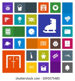 Modern, simple, colorful vector icon set with sport, dental, brush, drill, handle, machine, call, food, architecture, information, toothbrush, train, butterfly, equipment, electric, bell, sign icons