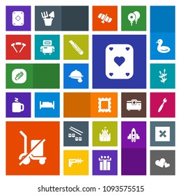 Modern, simple, colorful vector icon set with paper, romance, waitress, wheat, fish, parachuting, shipping, toy, agriculture, photo, picture, love, valentine, sand, scale, shopping, paint, plant icons