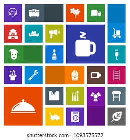 Modern, simple, colorful vector icon set with asia, culture, food, fork, fashion, alcohol, clothing, graphic, drink, hot, spoon, plant, shirt, potato, music, new, sound, white, dessert, style icons