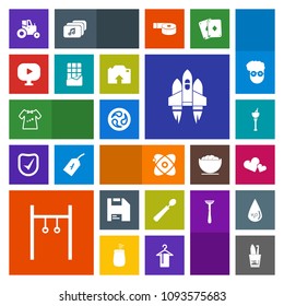 Modern, simple, colorful vector icon set with toothbrush, spoon, space, agriculture, japanese, cosmos, drink, heart, technology, spaceship, farm, japan, rocket, background, computer, astronomy icons