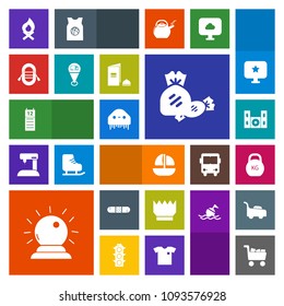 Modern, simple, colorful vector icon set with health, crown, commerce, campfire, boat, map, magic, fireplace, candy, bonfire, cinema, flame, travel, king, home, fiction, medical, calendar, ufo icons