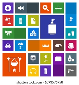 Modern, simple, colorful vector icon set with pin, fashion, science, brush, template, flame, soap, weapon, campfire, liquid, bow, clean, bonfire, alphabet, business, tie, technology, white, care icons