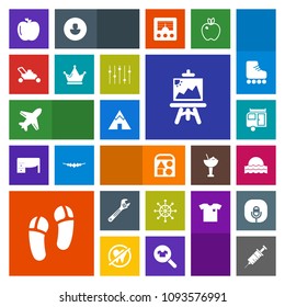 Modern, simple, colorful vector icon set with nature, rudder, nautical, spanner, healthy, caravan, art, sunset, clinic, aircraft, journey, artist, tent, fresh, outdoor, plane, drawing, sun, ball icons