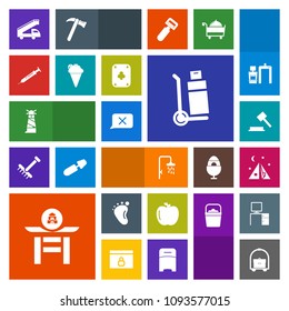 Modern, simple, colorful vector icon set with culture, beacon, outdoor, transport, dessert, chat, camp, food, tent, newborn, justice, cream, vacation, fruit, taiko, apple, hotel, adventure, room icons