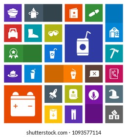 Modern, simple, colorful vector icon set with cup, glass, place, hot, winner, cold, first, abc, launch, alcohol, award, full, phone, restaurant, chef, spanner, equipment, bar, pub, alphabet, car icons