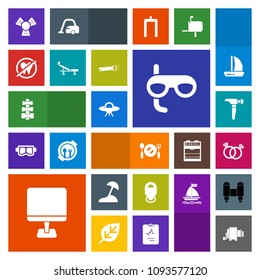 Modern, simple, colorful vector icon set with mask, white, health, pc, construction, romance, engagement, scuba, ring, healthy, alien, fitness, saw, beach, gym, sign, diamond, sport, dental, map icons