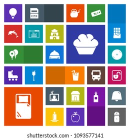 Modern, simple, colorful vector icon set with open, screen, extreme, celebration, lock, decoration, television, birthday, clothing, doughnut, security, drink, headwear, fashion, cake, juice, bed icons