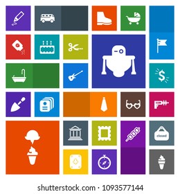 Modern, simple, colorful vector icon set with sweet, business, dessert, musical, powder, finance, cake, war, bank, border, machine, currency, music, tie, fashion, money, usd, white, sign, weapon icons