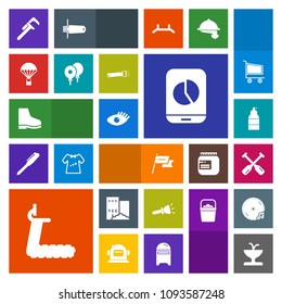 Modern, simple, colorful vector icon set with sky, parachute, oar, canoe, repair, estate, paddle, business, health, service, tool, art, house, face, spray, country, paint, real, girl, building icons