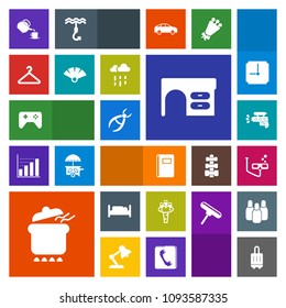 Modern, simple, colorful vector icon set with alcohol, sport, desk, pot, meal, scuba, cup, work, book, hanger, medical, mask, table, bed, double, airport, pistol, travel, wine, office, business icons