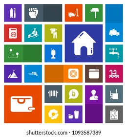 Modern, simple, colorful vector icon set with house, hot, phone, faucet, map, , boiler, sign, sink, document, fan, toothbrush, dental, call, drink, business, pool, alcohol, picture, glass, image icons