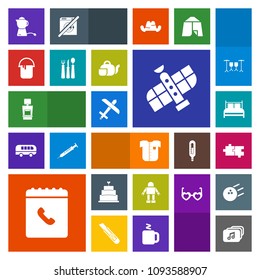 Modern, simple, colorful vector icon set with hot, puzzle, xray, plane, book, planet, bed, shirt, flight, fork, file, paint, phone, robot, white, space, fashion, tea, internet, house, restaurant icons