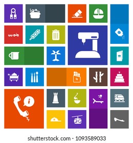 Modern, simple, colorful vector icon set with game, meal, truck, container, palm, machine, shipping, footwear, paper, glass, king, kebab, sewing, chocolate, brochure, tropical, pie, center, food icons