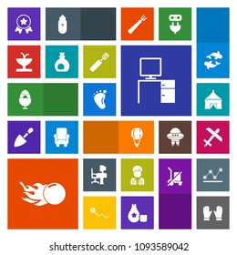 Modern, simple, colorful vector icon set with holiday, tent, place, travel, work, small, business, office, comet, parachuting, art, airplane, aircraft, achievement, parachute, extreme, man, boy icons