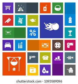 Modern, simple, colorful vector icon set with camera, astronomy, wind, war, phone, sign, service, bonfire, torii, science, shrine, furniture, alcohol, industrial, room, glass, tool, japanese icons