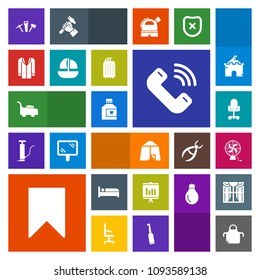Modern, simple, colorful vector icon set with report, lawn, adventure, care, pinafore, sign, fashion, business, kitchen, chef, repair, hotel, jacket, hammer, bookmark, fan, hygiene, mower, ship icons