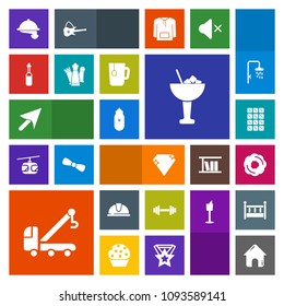 Modern, simple, colorful vector icon set with glass, tool, jewel, work, waitress, drink, restaurant, sign, construction, car, medicine, hat, equipment, web, business, bar, vehicle, dessert, cake icons