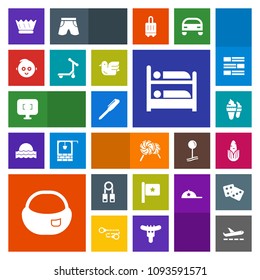 Modern, simple, colorful vector icon set with candy, cream, rucksack, presentation, person, royal, airport, computer, hotel, object, hostel, pen, school, america, screen, backpack, training, bag icons