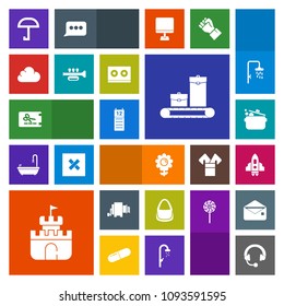 Modern, simple, colorful vector icon set with agenda, nature, white, rocket, plastic, trumpet, kitchen, human, craft, weather, sign, cook, luggage, price, bag, sand, background, fashion, floral icons