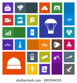 Modern, simple, colorful vector icon set with store, medical, bathrobe, sign, camera, hat, open, phone, refrigerator, air, travel, mobile, cooking, space, diagram, shop, grocery, airport, market icons
