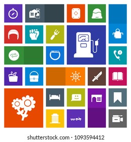 Modern, simple, colorful vector icon set with smile, television, helm, call, center, bed, rudder, library, headset, fuel, replacement, literature, nautical, blossom, wheel, education, video, map icons