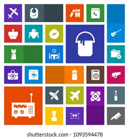 Modern, simple, colorful vector icon set with business, painter, dress, file, radio, spice, media, airplane, data, table, document, rocket, dessert, flight, pepper, dinner, paint, color, travel icons