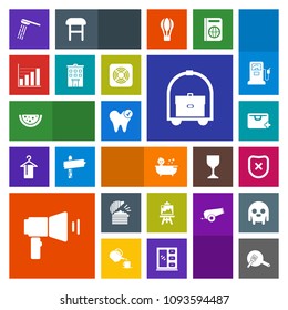 Modern, simple, colorful vector icon set with megaphone, real, vacation, drawing, data, diagram, add, building, watermelon, sign, travel, healthy, sale, coffee, business, cooking, air, estate icons