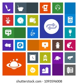 Modern, simple, colorful vector icon set with food, watch, white, glass, minute, red, nature, kitchen, clock, sign, ladle, communication, computer, astronaut, ecommerce, magic, globe, sea, wine icons