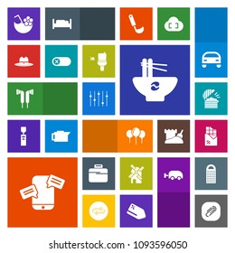Modern, simple, colorful vector icon set with mill, phone, audio, mobile, electricity, chat, sheriff, chinese, drink, switch, west, business, briefcase, paper, birthday, restaurant, equality icons