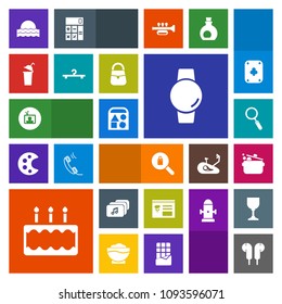 Modern, simple, colorful vector icon set with food, television, game, healthy, menu, smart, clothes, cake, gadget, file, technology, tv, zoom, bag, ball, cook, time, pie, sun, female, sweet, toy icons