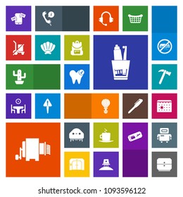 Modern, simple, colorful vector icon set with send, drawer, cup, white, cafe, schedule, dental, tool, equipment, jump, toothbrush, mobile, hammer, drink, health, ufo, healthy, spanner, monster icons