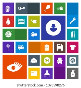 Modern, simple, colorful vector icon set with health, business, check, face, hat, soap, music, clothes, shirt, beauty, liquid, inkstone, hygiene, beautiful, picture, suzuri, mark, photo, clean icons
