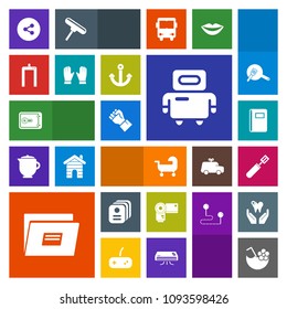 Modern, simple, colorful vector icon set with button, identity, bank, internet, drink, id, social, cocktail, business, white, camera, cooking, people, concept, page, sign, book, robot, kitchen icons