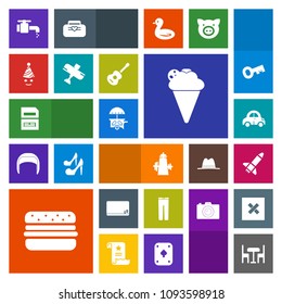 Modern, simple, colorful vector icon set with cream, table, kitchen, water, fun, school, trousers, object, sign, van, launch, clothes, hamburger, blackboard, blank, sink, pants, birthday, file icons