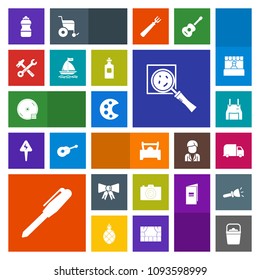 Modern, simple, colorful vector icon set with palette, handle, board, photography, stationery, equipment, bucket, delivery, photo, suit, cd, service, fashion, office, disc, bow, disk, cook, wind icons