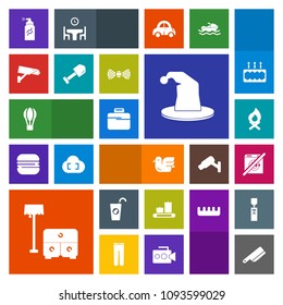 Modern, simple, colorful vector icon set with bird, fruit, transport, abstract, security, flame, balloon, fireplace, bonfire, business, sofa, chair, luggage, juice, paint, wildlife, kitchen, sky icons