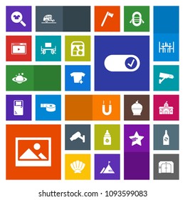 Modern, simple, colorful vector icon set with bottle, internet, table, online, art, nature, plastic, camera, government, safety, female, house, clothes, architecture, clothing, city, media, work icons