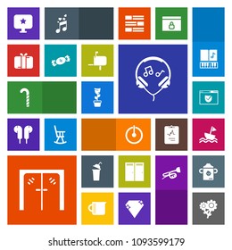 Modern, simple, colorful vector icon set with audio, food, sound, check, cup, music, beverage, pot, yacht, nature, star, flower, entrance, website, drink, sail, gift, green, handle, computer icons