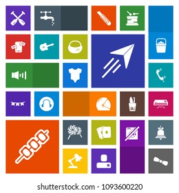 Modern, simple, colorful vector icon set with paper, candy, paddle, music, fly, chat, boat, oar, game, sound, motorcycle, meat, baby, phone, mobile, travel, telephone, kid, food, bow, barbecue icons