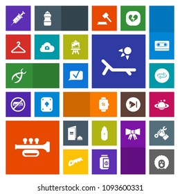 Modern, simple, colorful vector icon set with hanger, nature, gadget, paper, screen, clown, character, earth, medical, art, dentist, trumpet, technology, artist, sunny, watch, music, summer, web icons