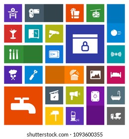 Modern, simple, colorful vector icon set with money, drum, ball, finance, communication, furniture, cement, website, internet, culture, equipment, bedroom, safe, chef, bank, cocktail, water, bed icons