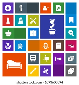 Modern, simple, colorful vector icon set with human, food, web, green, game, interior, box, dessert, pot, drawer, sweet, door, cake, football, mail, dress, travel, female, sign, boat, post, sofa icons