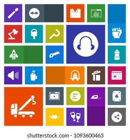 Modern, simple, colorful vector icon set with service, craft, web, internet, spoon, mobile, dinner, online, spaceship, button, table, hotel, technology, baggage, construction, drink, app, lamp icons