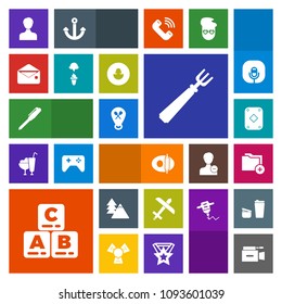 Modern, simple, colorful vector icon set with restaurant, mail, airplane, kitchen, aircraft, kid, pan, child, white, flight, business, message, spoon, cooking, travel, profile, dinner, data, pen icons