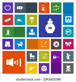 Modern, simple, colorful vector icon set with fashion, time, suit, business, child, volume, decoration, teddy, pram, bear, website, headwear, flame, clothing, beauty, speaker, sound, toy, person icons