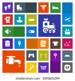 Modern, simple, colorful vector icon set with underwater, off, book, broken, locomotive, sport, play, candle, joystick, faucet, chart, switch, turn, transport, flipper, game, toy, mute, fence icons