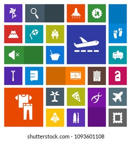 Modern, simple, colorful vector icon set with health, sound, clothes, home, mountain, shirt, travel, blossom, leaf, motel, frame, heater, clothing, airplane, label, border, summer, privacy, food icons