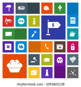 Modern, simple, colorful vector icon set with message, blackboard, coffee, law, espresso, doughnut, cake, drink, spoon, chemistry, kettle, chalk, finance, sign, security, molecule, atom, mail icons