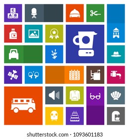 Modern, simple, colorful vector icon set with drink, toy, play, up, sink, childhood, caffeine, food, transport, faucet, speed, water, time, day, tap, schedule, transportation, coffee, cowboy icons